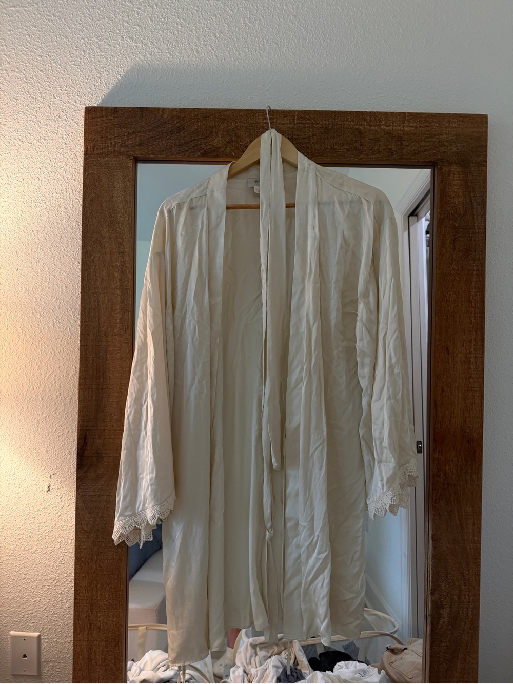 BHLDN Champagne Satin Wrap Robe